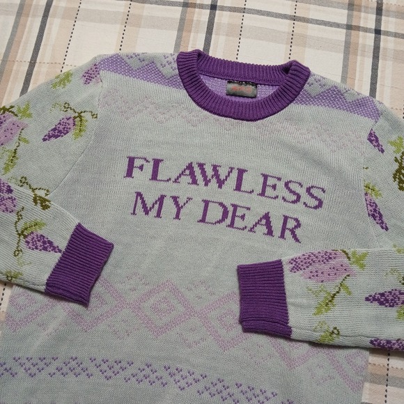 Netflix Sweaters - Bridgerton Purple Oversized 'Flawless My Dear' Fair Isle Vine Sweater Netflix XL